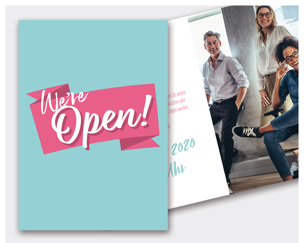 Einladungskarte Geschäftseröffnung Open